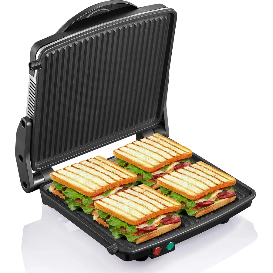 Elysium Panini Press Grill, 4 Slice Sandwich Maker with 180° Open Design