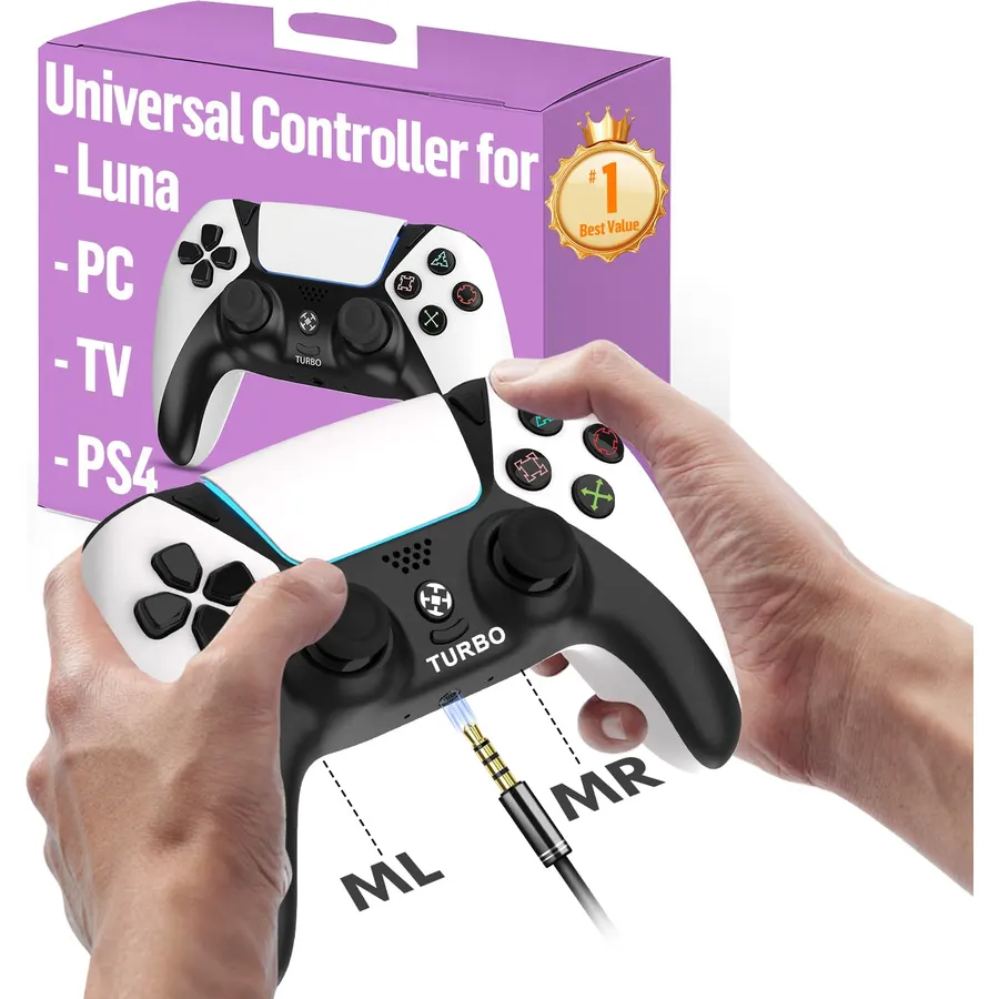 Enstixsm Control for Luna Controller,Fire TV,Wireless Firestick Game Remote Compatible for Fire Stick TV with 2 Back Paddles and Turbo,Great Value Gaming Bluetooth Controllers,White
