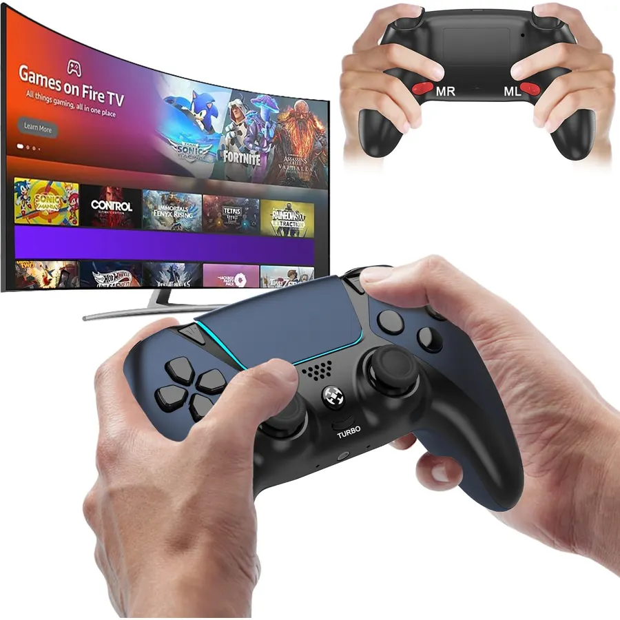 Enstixsm Upgraded for Luna Controller with Back Paddles,Turbo,Wireless Fire TV Game Controllers for PC,GeForce NOW,Firestick,Replacement for Luna Gamepad with ALPS Joystick,No Drift Stick, Blue