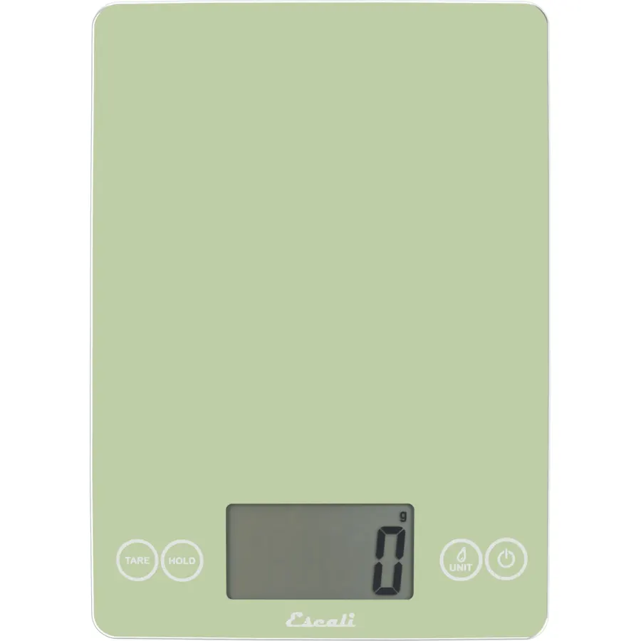 Escali Arti Glass Food Scale Digital Countertop Kitchen, Baking and Cooking Scale with Large Display, 15-Pound Capacity, 9" x 6.5" x .75", Classic Green
