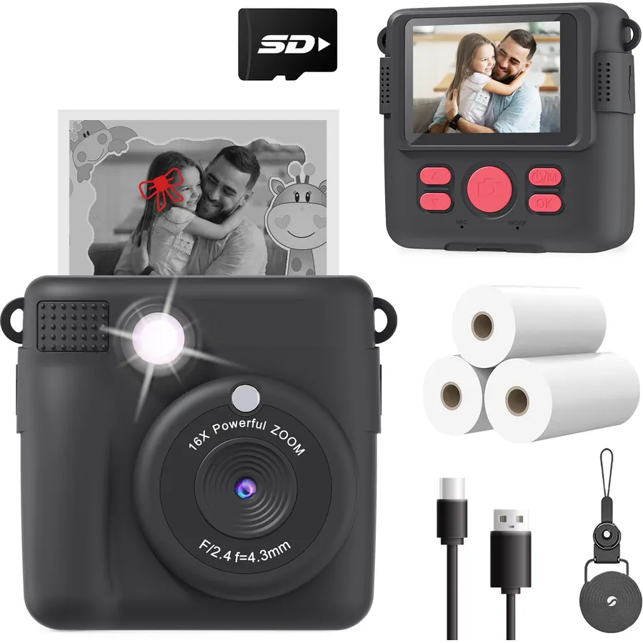 ETIKEZ Kids Camera Instant Print, 1080P with 32GB Card, Lavender