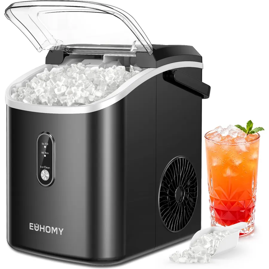 EUHOMY Nugget Ice Maker Countertop with Handle, Max 40lbs Daily Sonic Ice