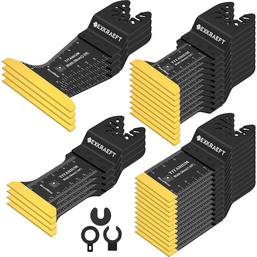 EXKRAEFT 30 PCS Multitool Blades, Titanium Oscillating Saw Blades for Metal
