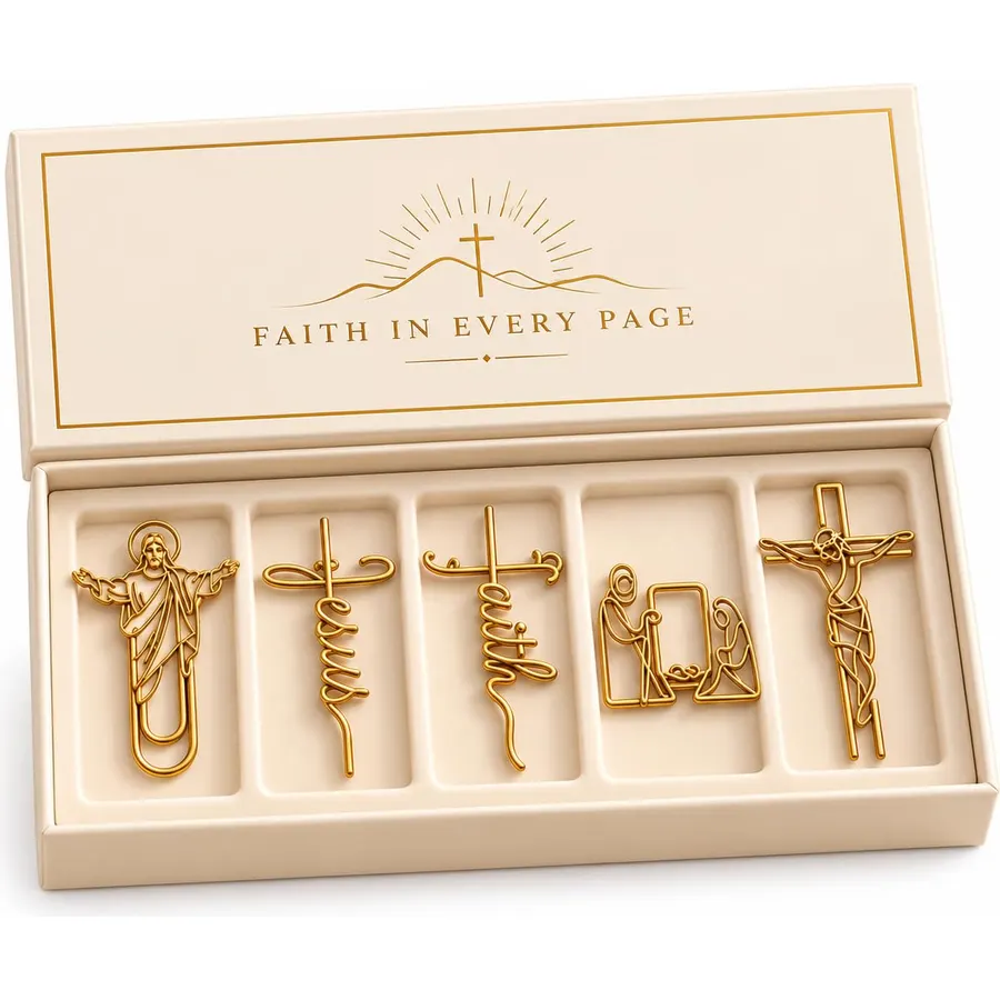 Faith-Inspired Gold Paper Clips for Bible Journaling and Page Marking，5pcs