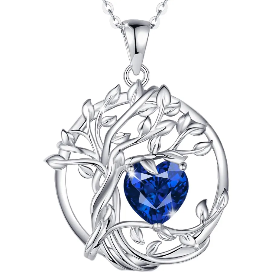 FANCIME Tree of life Birthstone necklace Sterling Silver Jewelry for Women