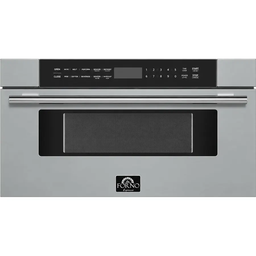 Forno Capoliveri 30" Microwave Drawer, Stainless-Steel, 1.2 cu.ft., 900 Watt, Defrost Rack