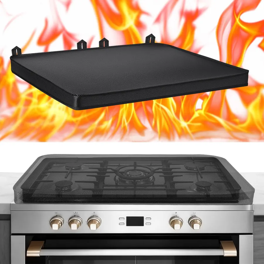Full-Edge Fireproof Gas Stove Top Covers Foldable Waterproof Anti Dust for Kitchen Gas Burners, Washable Stove Guard Top Protector (30 x 21 Inch)