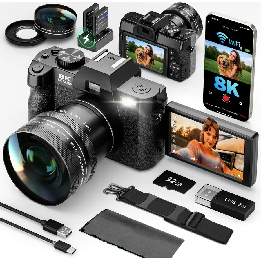 G-Anica 8K Digital Cameras Kit for Photography with Dual-Lens