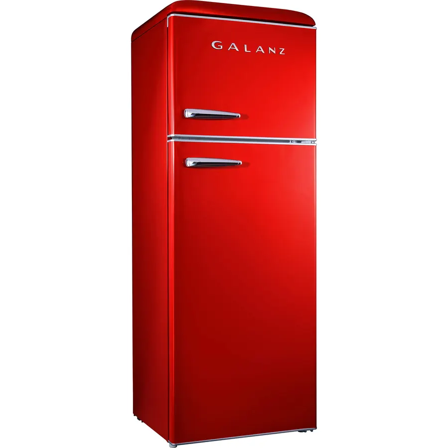 Galanz GLR12TBEEFR Refrigerator, Dual Door Fridge, Adjustable Electrical Thermostat Control with Top Mount Freezer Compartment, Retro Blue, 12.0 Cu Ft (Red)