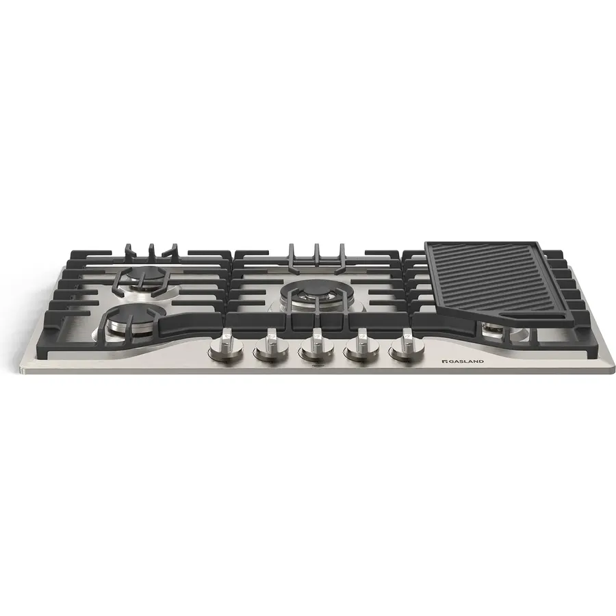 GASLAND 36 Inch Gas Cooktop, PRO GH3365SF 5 Burner Gas Stovetop with Reversible Cast Iron Grill/Griddle, Plug-in, NG/LPG Convertible Cooktops, Stainless Steel