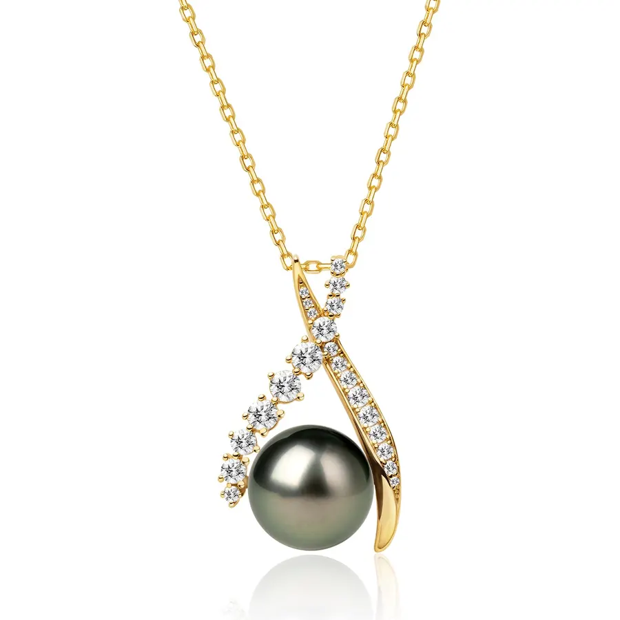 Gift for Women Wife 11-12mm Natural Tahitian Pearl Necklace 18K Gold Plated Sterling Silver Valentines Day Gifts Wedding Anniversary Christmas Day Gifts Birthday Day Jewelry