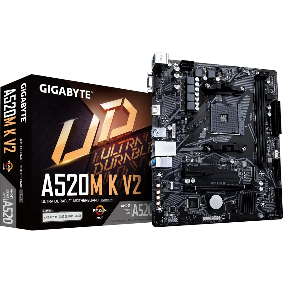 Gigabyte A520M K V2 Motherboard (AM4/2xDDR4/HDMI/D-Sub/M.2/USB 3.2)