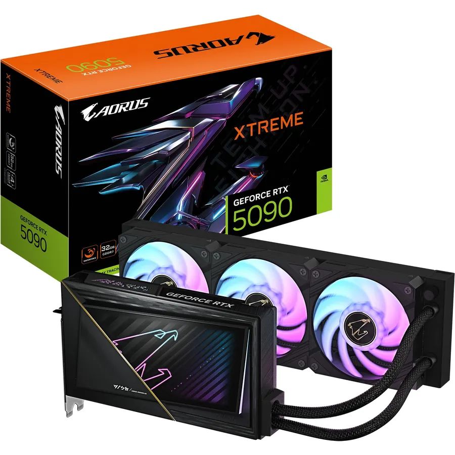 Gigabyte AORUS GeForce RTX 5090 Xtreme WATERFORCE 32G Graphics Card - 32 GB GDDR7, 512 Bits, PCI-E 5.0, 2655 MHz Core Frequency, 3 x DP 2.1a, 1 x HDMI 2.1b, NVIDIA DLSS 4, GV-N5090AORUSX W-32GD