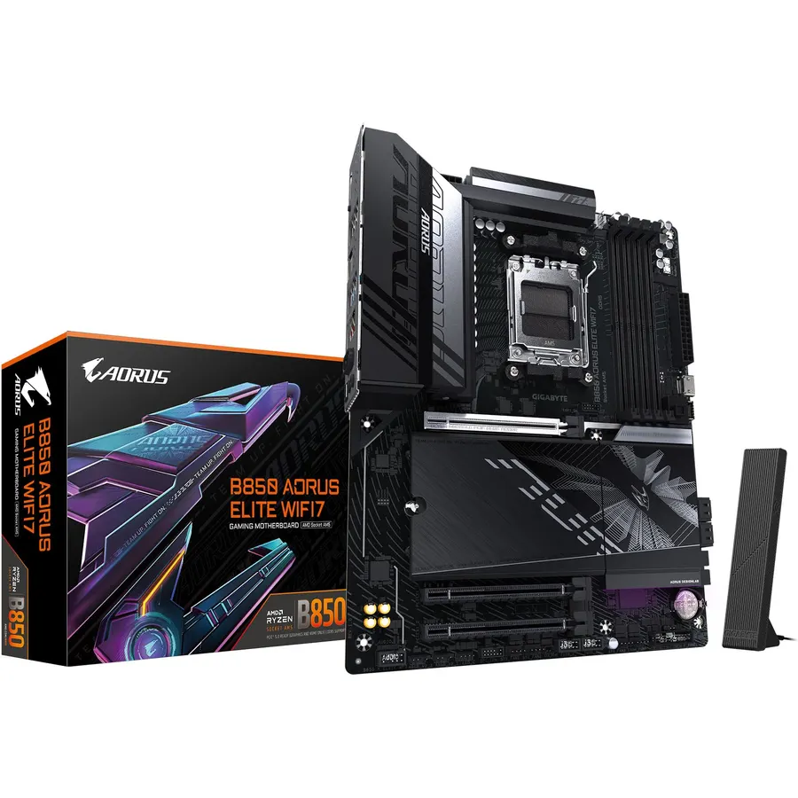 GIGABYTE B850 AORUS Stealth Reverse-Connect ATX Motherboard, Support AMD Socket AM5 Processors, DDR5, 14+2+2 Power Phase, 4X M.2, PCIe 5.0, USB-C, WIFI7, 5GbE LAN, EZ-Latch, 5-Year Warranty