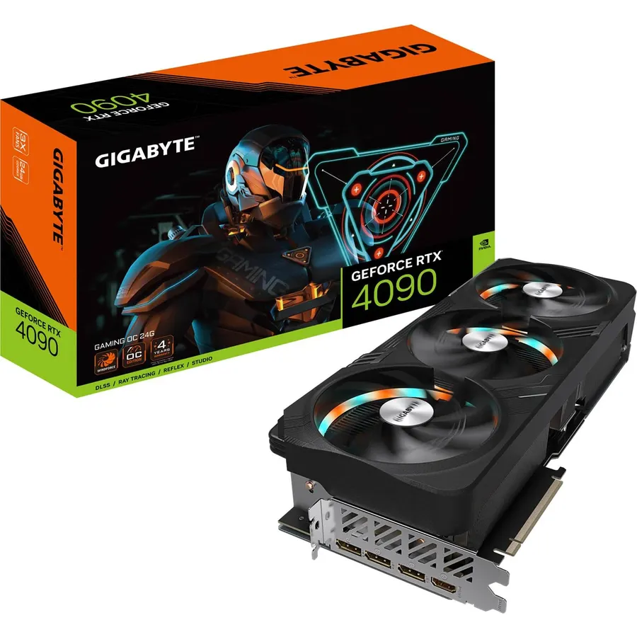 GIGABYTE GeForce RTX 4090 Gaming OC 24GB Graphics Card - 24GB GDDR6X, PCI-E 4.0, Core 2535Mhz, RGB Fusion, Anti-sag Bracket, Metal Back Plate, DP 1.4, HDMI 2.1a, NVIDIA DLSS 3, GV-N4090GAMING OC-24GD