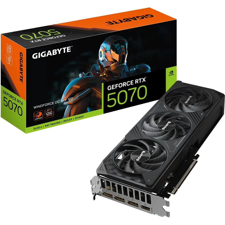 GIGABYTE GeForce RTX 5070 AERO OC 12G Graphics Card, 12GB 192-bit GDDR7, PCIe 5.0, WINDFORCE Cooling System, GV-N5070AERO OC-12GD Video Card, Compatible with Desktop