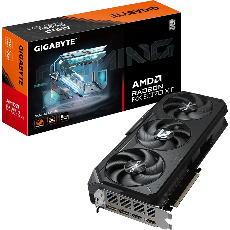 Gigabyte Radeon RX 9070 XT Gaming OC 16G Graphics Card - 16 GB GDDR6, 256 Bit, PCI-E 5.0, 3060 MHz Core Frequency, 2 x DisplayPort, 2 x HDMI, GV-R9070XTGAMING OC-16GD