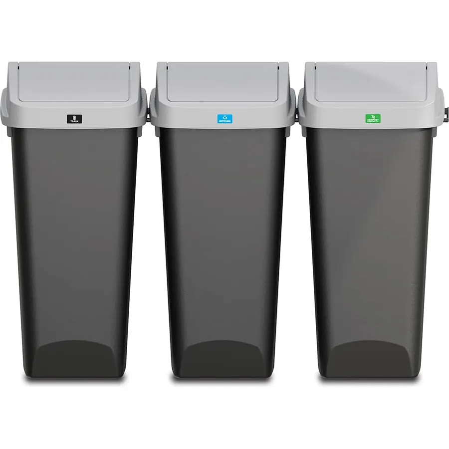 Glad Linkable Trash Can with Clorox Odor Protection, 12 Gal, Black, 3 Pack