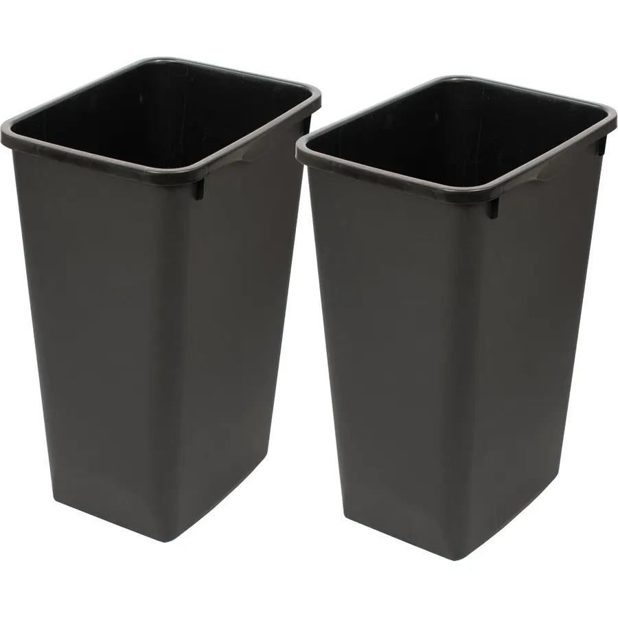 Glad Open Top Plastic Trash Cans | 12 Gallon, Black | 2 Pack
