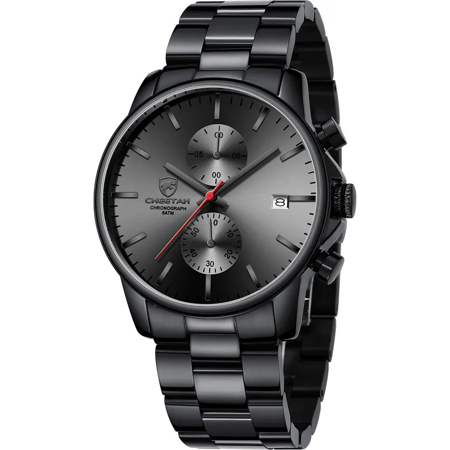 GOLDEN HOUR Fashion Business Mens Watches with Stainless Steel Waterproof Chronograph Quartz Watch for Men, Auto Date