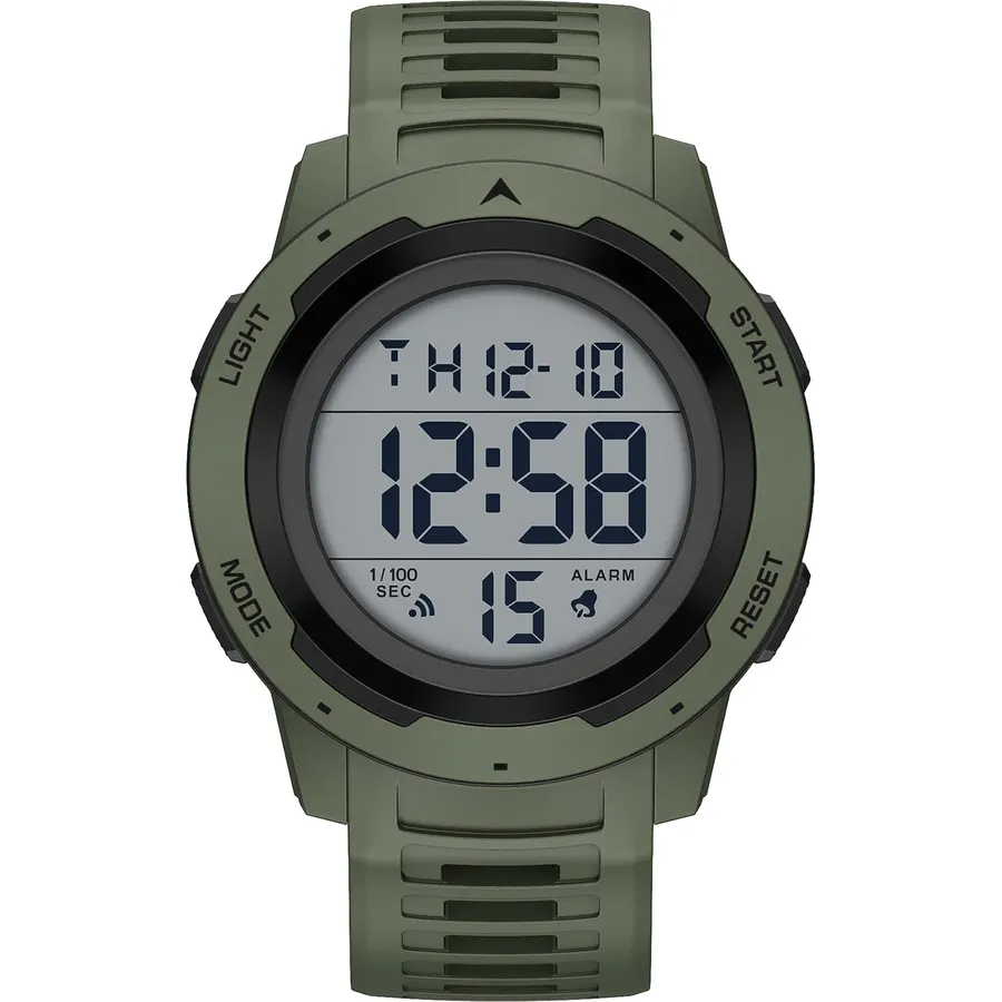 GOLDEN HOUR Mens Waterproof Digital Sport Watches Wide Screen Easy Read Display Military Style with Rubber Strap