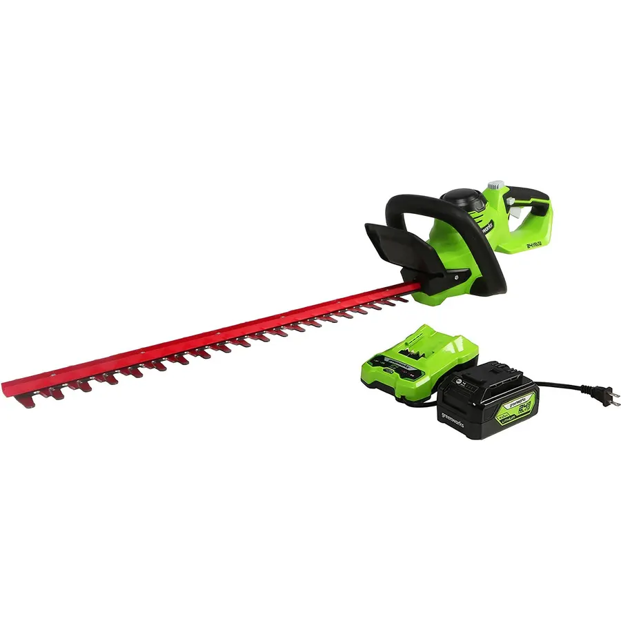 Greenworks 24V 22" Cordless Laser Cut Hedge Trimmer, 4.0Ah USB Battery and Charger Included
