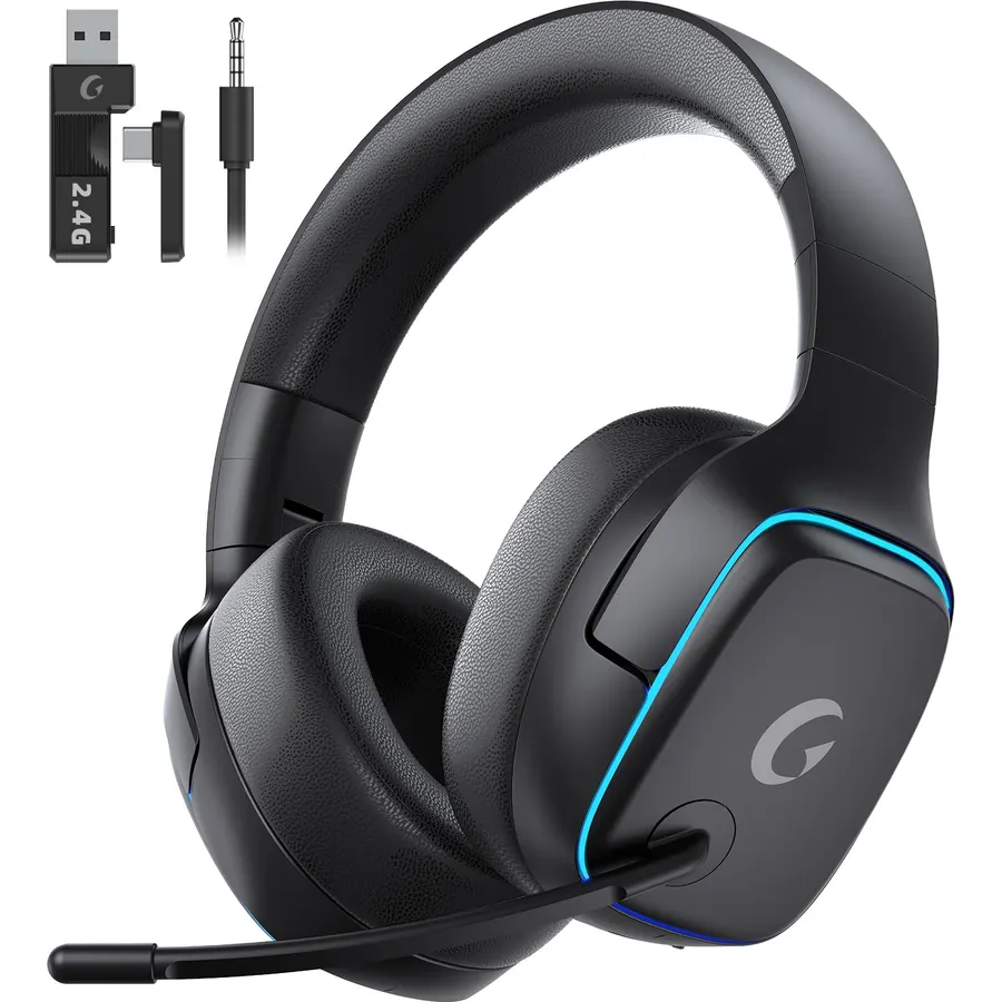 Gvyugke 2.4GHz Wireless Gaming Headsets for PS5, PS4, PC, Switch,MatteBlack