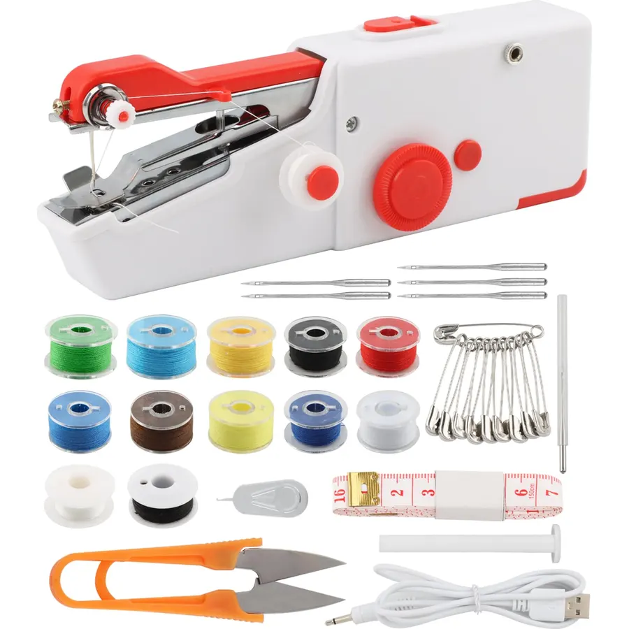 Handheld Sewing Machine, Mini Stitcher for Quick Repairs, White Red