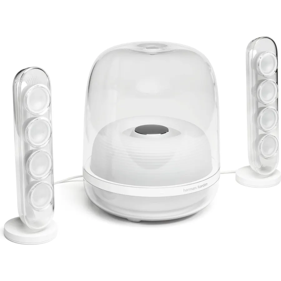 Harman Kardon HK SoundSticks 4-2.1 Bluetooth Speaker System with Deep Bass and Inspiring Industrial Design (White)