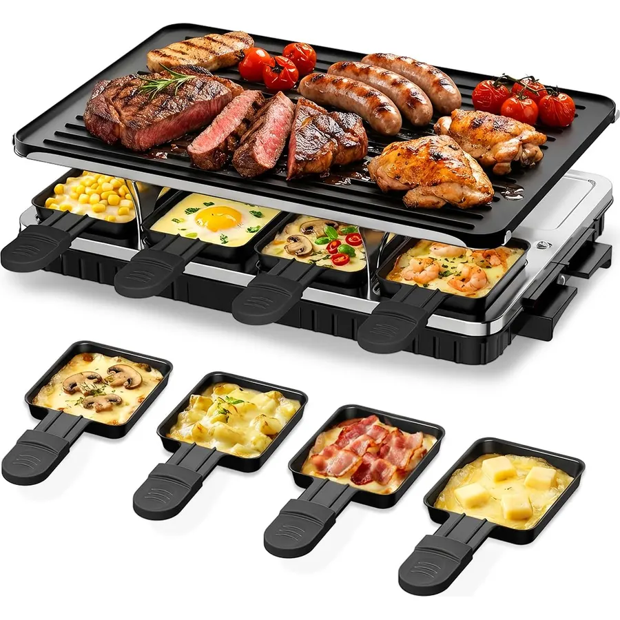 HBN Raclette Table Grill, 2-in-1 Korean BBQ Grill & Electric Griddle, 1300W