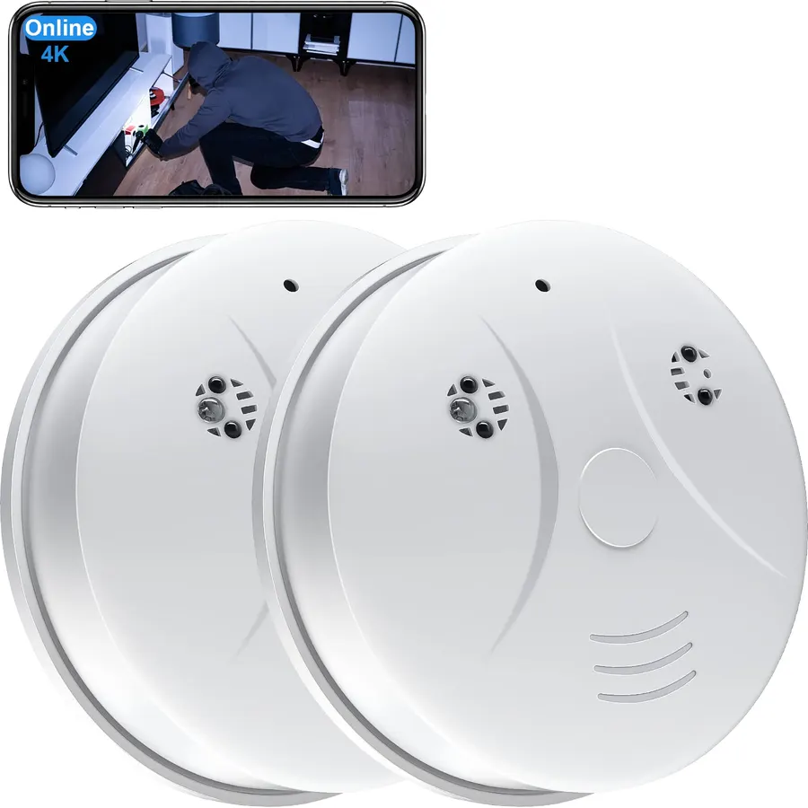 HD 1080P Camera Smoke Detector,WiFi Mini Small Nanny Cam with Motion Detection, Indoor Wireless Surveillance for Home Security/Office with app, No Audio