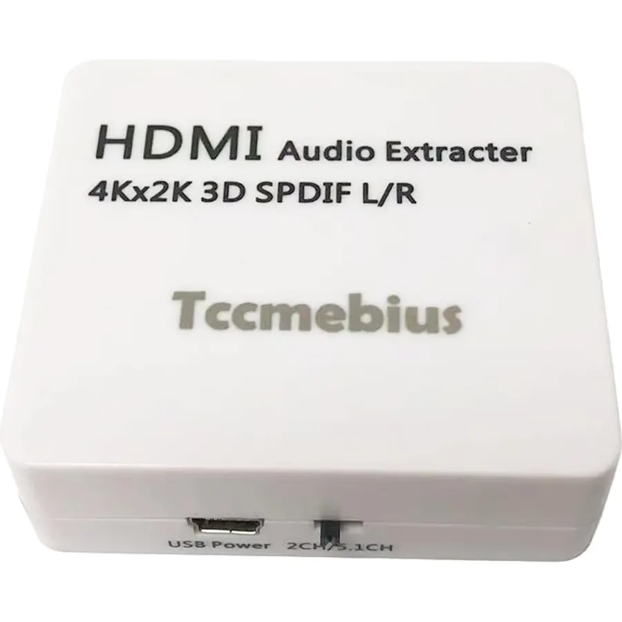 HDMI Audio Extractor Converter with SPDIF, 3.5mm Stereo Audio Output, Toslink Optical R/L Audio for HDTV, Fire TV, Fire Stick, Blu-Ray Players, White