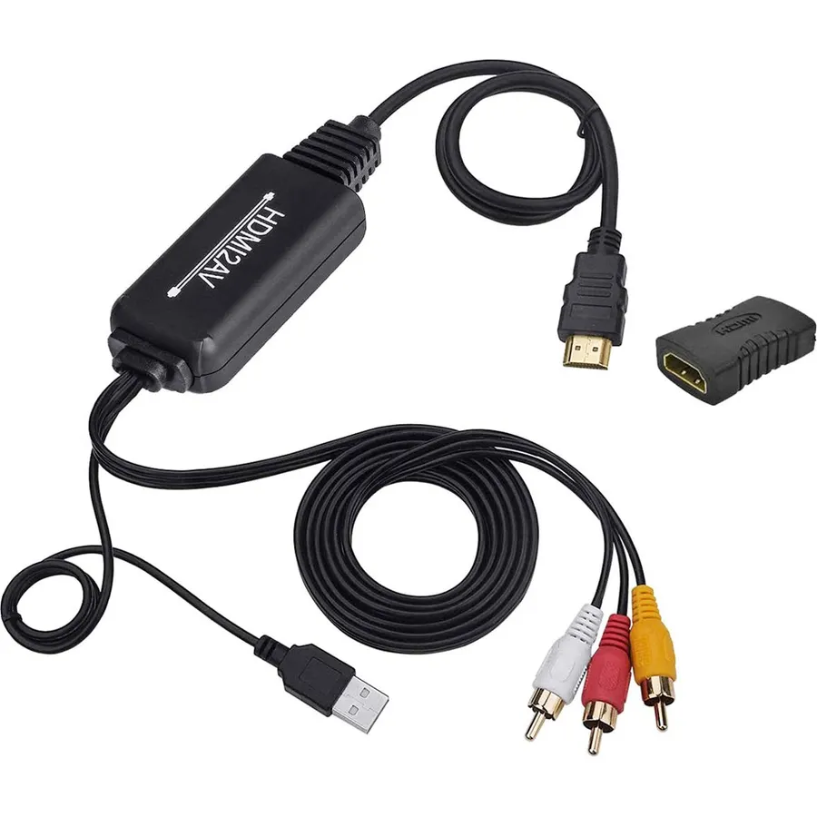 HDMI to RCA Cable, HDMI to RCA Converter Adapter Cable, 1080P HDMI to AV 3RCA CVBs Composite Video Audio Supports for Amazon Fire Stick, Roku, Chromecast, PC, Laptop, Xbox, HDTV, DVD
