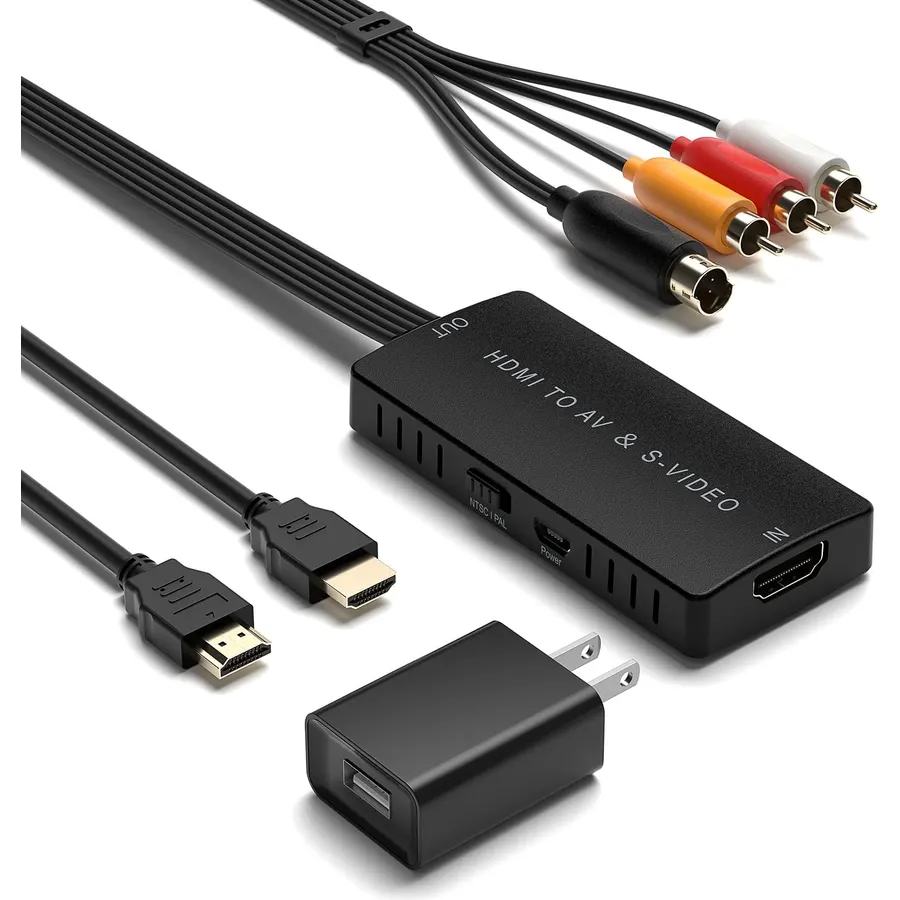 HDMI to SVideo Converter HDMI to RCA Adapter R/L Audio Video Converter Adapter Support 1080P Compatible PS3/PS4, Xbox, Fire Stick, Roku, Blu-Ray Player, VHS, VCR, DVD, STB, Camera etc.