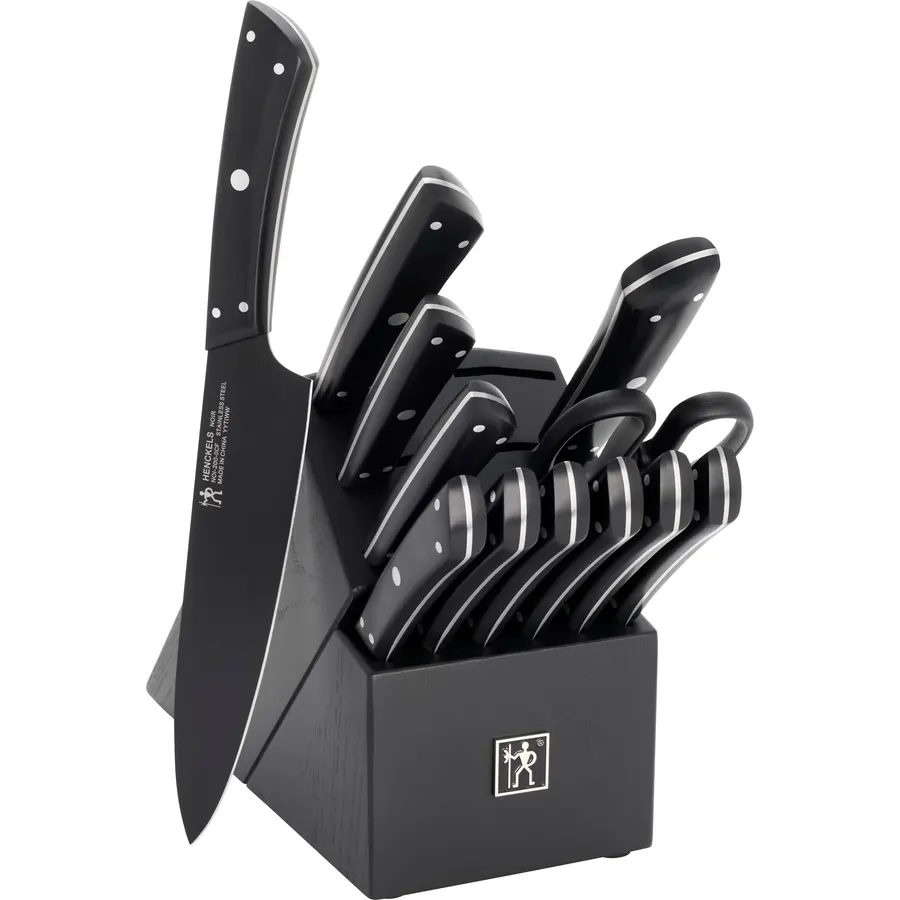 Henckels Pakka Wood Handles 13 piece Knife Block Set, German Engineered