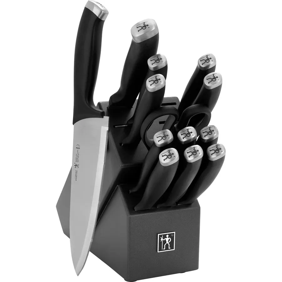 HENCKELS Silvercap 14 Piece Knife Block Set, German-Engineered, Black