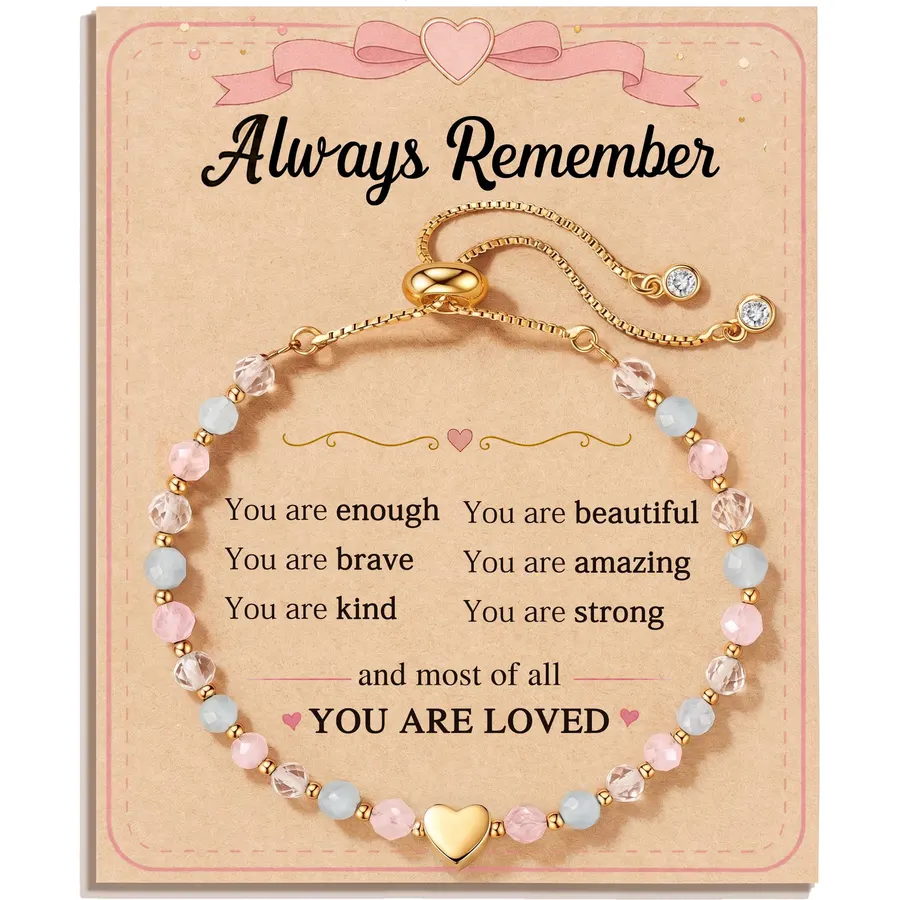 HGDEER You Are Loved, Hypoallergenic Heart Crystal Bracelet Gifts for Girls