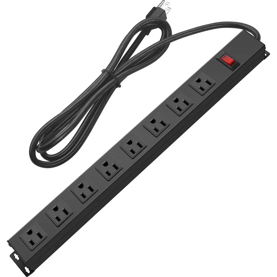 HHSOET Heavy Duty Long 8 Outlets, 14AWG Extension Cord, Black, 6FT, 1