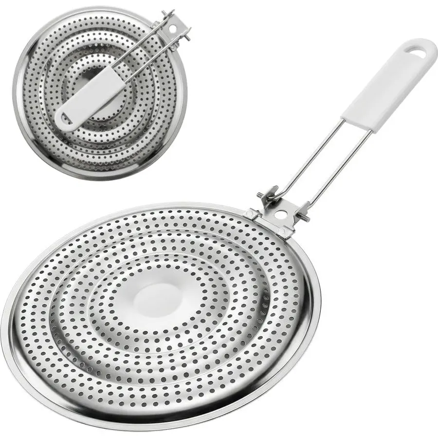 HIC Kitchen Heat Diffuser Reducer Flame Guard With Removable Handle, Stainless Steel, Distributes Heat Evenly And Reduces Scorching, For Gas Electric Glass Stovetops, 8.25-Inch