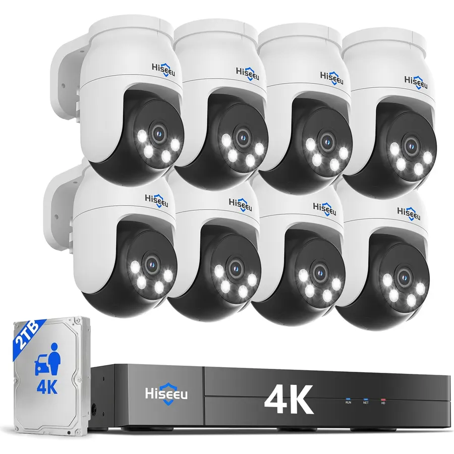 ZOSI 4K PoE Security Camera System with Audio, 4pcs 8MP Metal Cam, 2TB HDD