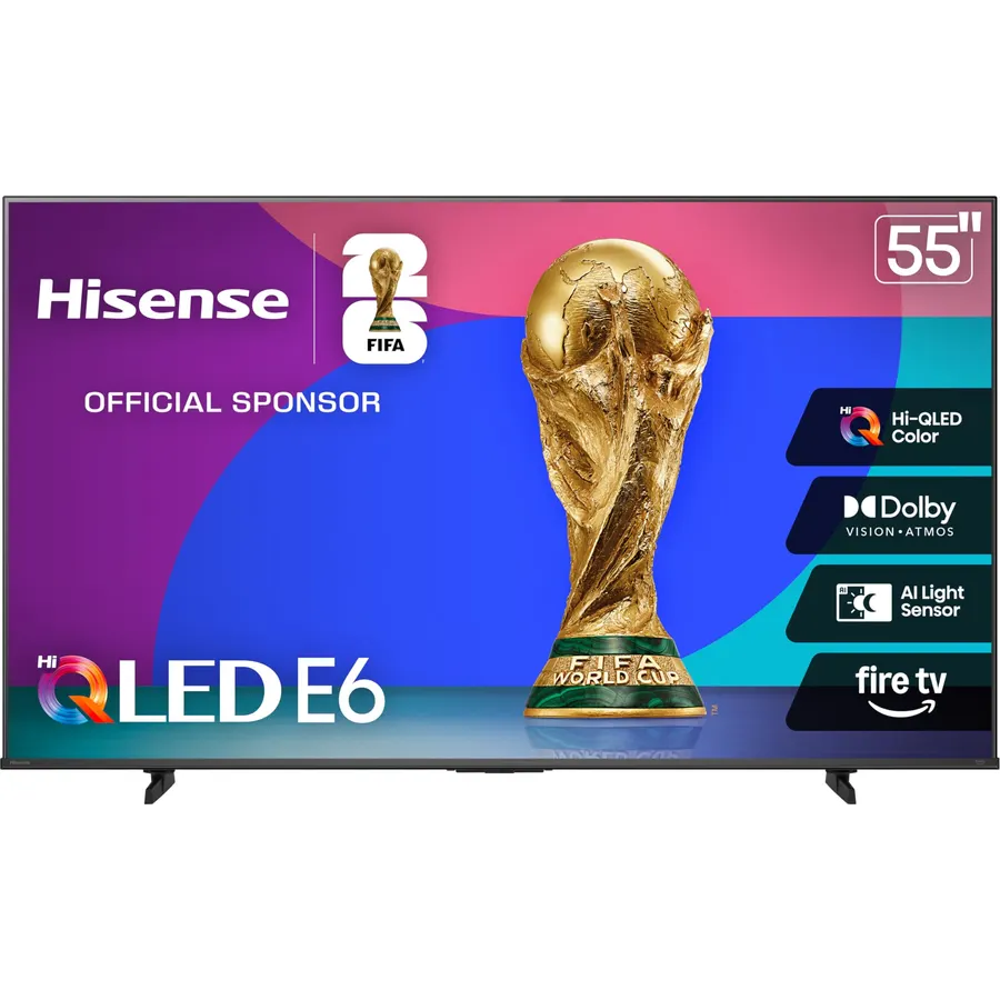 Hisense 55" E6 Cinema Series Hi-QLED 4K UHD Smart Fire TV (55E6QF) - AI Light Sensor, Dolby Vision · Atmos, Voice Remote with Alexa, Motion Rate 120, HDR 10+ Adaptive, Game Mode Plus