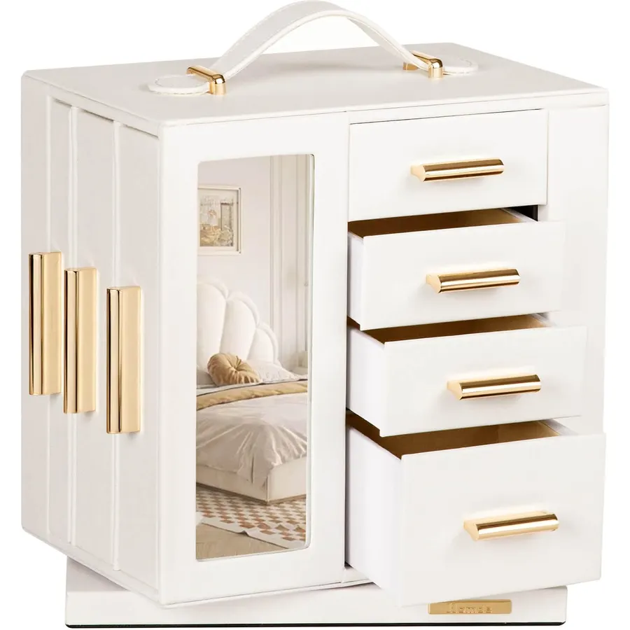 Homde Rotating Jewelry Box for Women: 7-Drawer Organizer with Clear Window