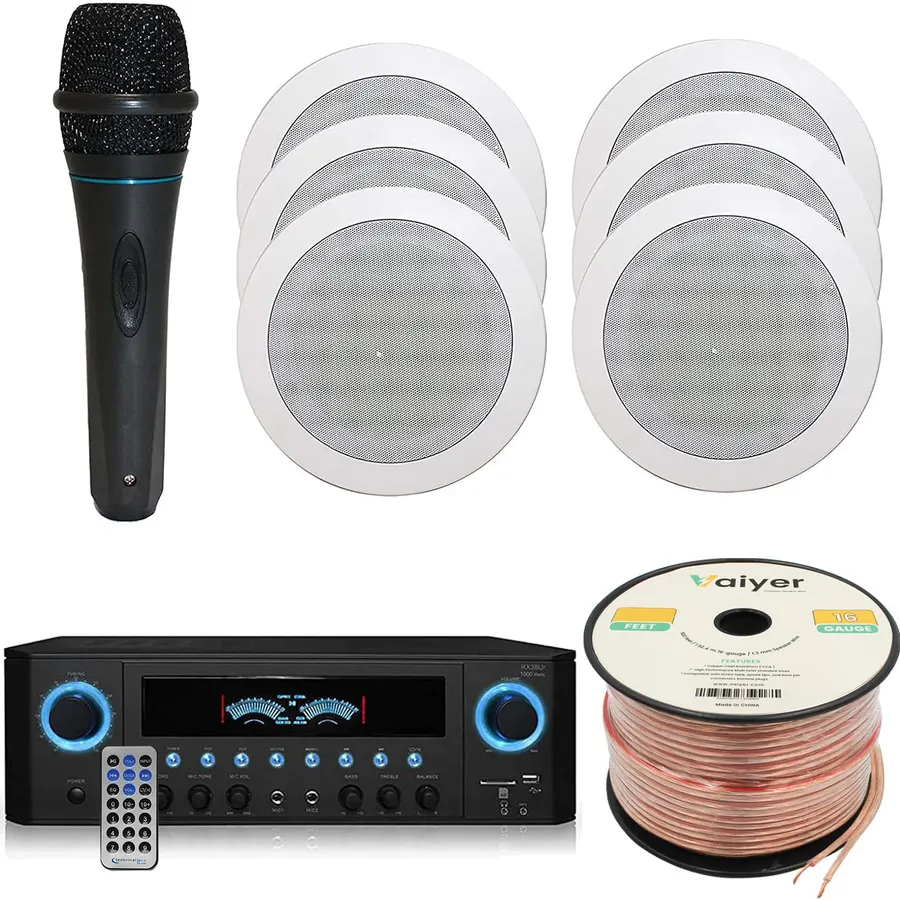 Home Theater System Kit 1000 Watts Amplifier w/USB, SD Card Inputs