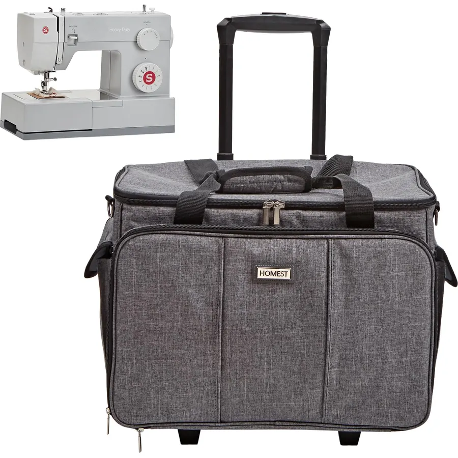 HOMEST Deluxe Sewing Machine Case with Wheels, Rolling Trolley Tote