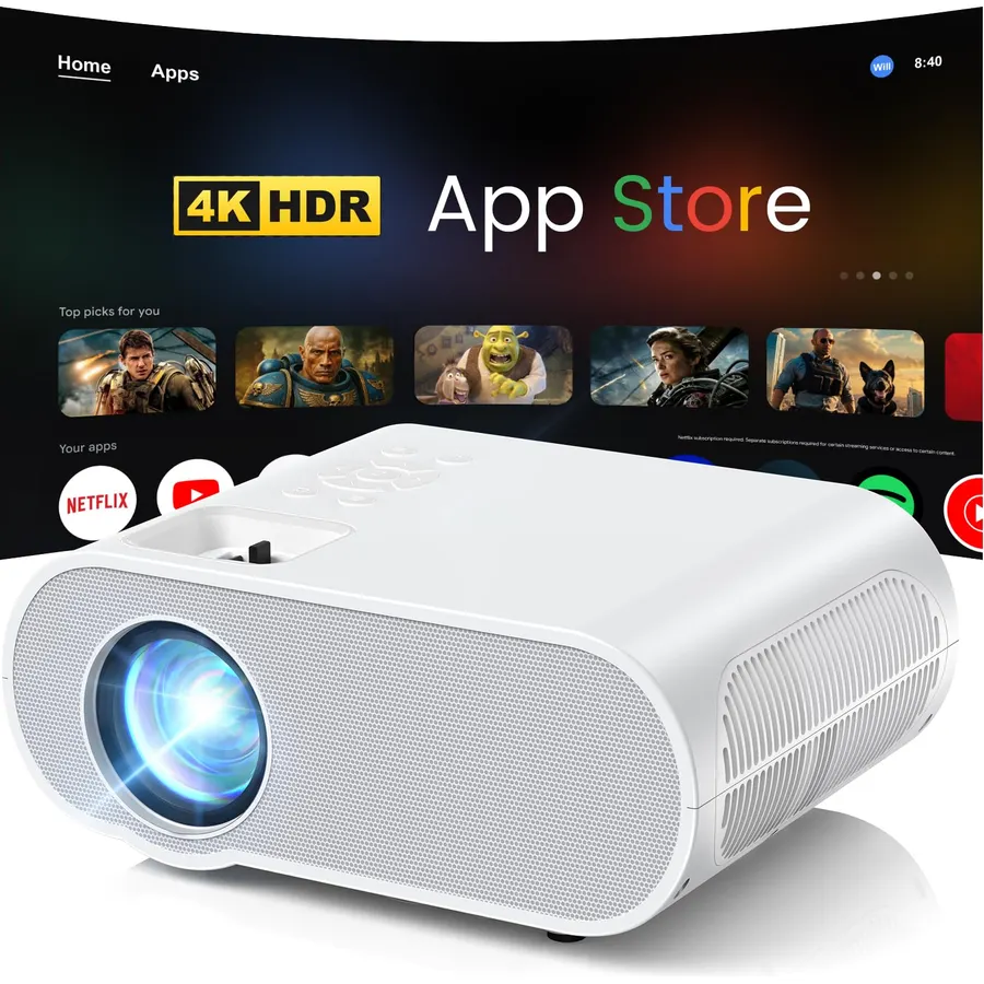 HOMPOW 4K Projector with WiFi and Bluetooth, 1500 ANSI Google TV Projector
