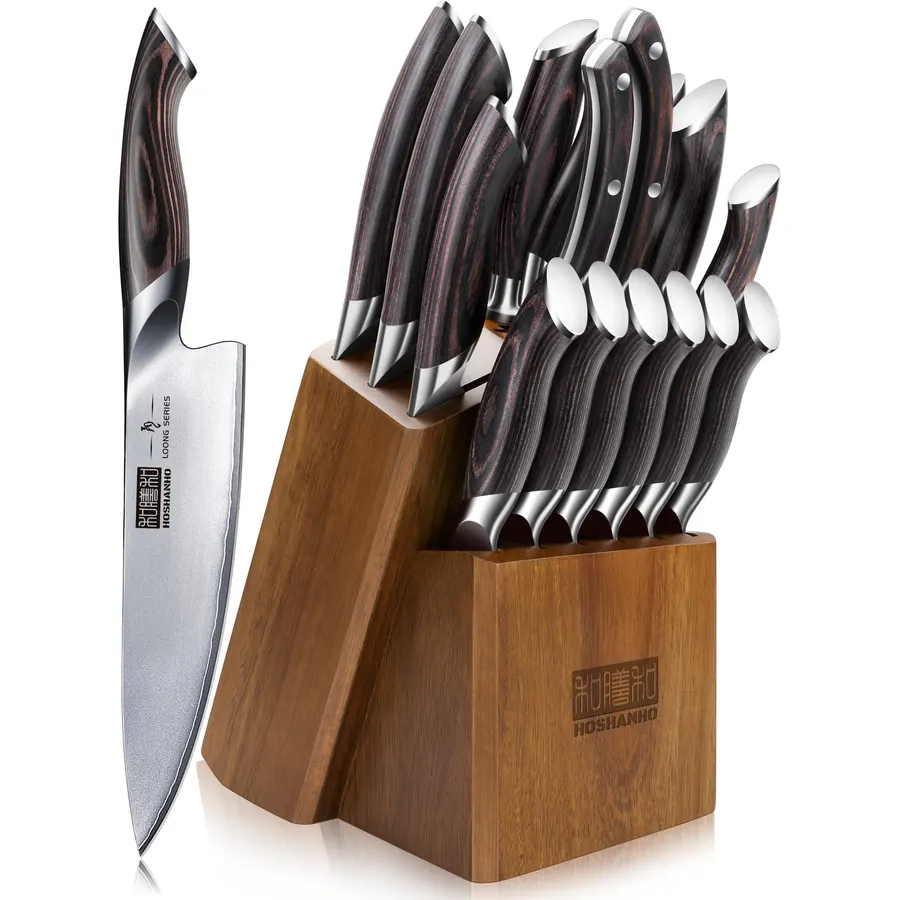 HOSHANHO 20PCS Knife Set & Magnetic Knife Block