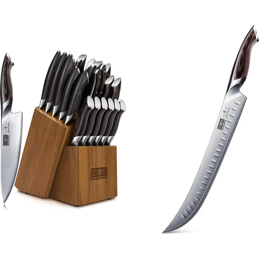 HOSHANHO 20PCS Knife Set & Carving Slicing Knife