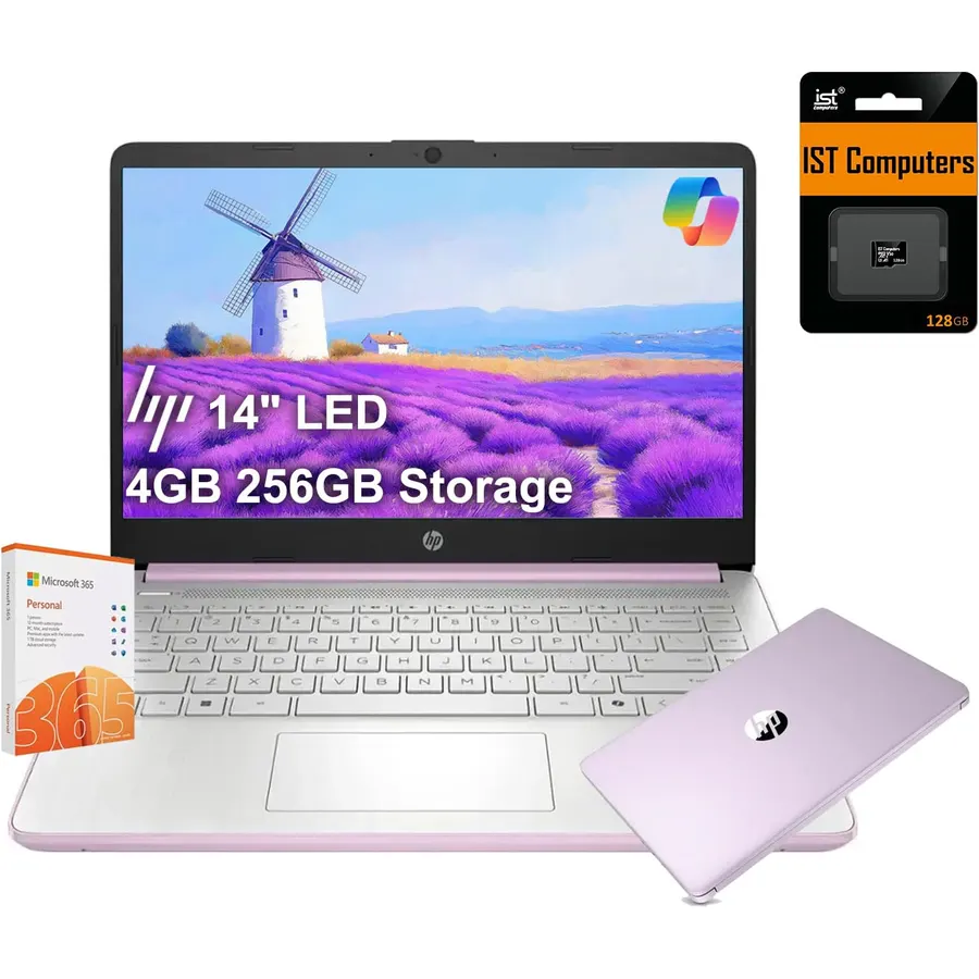HP 14 14" Ultra-Light Laptop, Intel N150, 4GB RAM, 128GB + 128GB SD Card