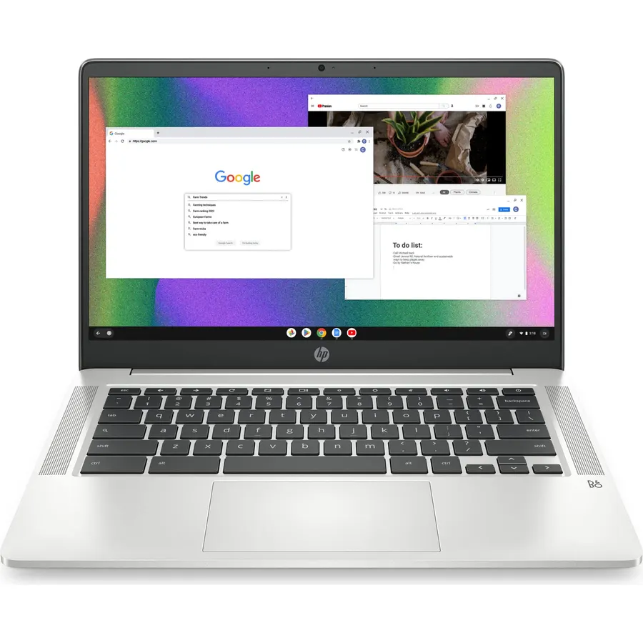 HP Chromebook 14 Laptop, Intel Celeron N4120, 4 GB RAM, 64 GB eMMC, 14-inch HD Display, Chrome OS