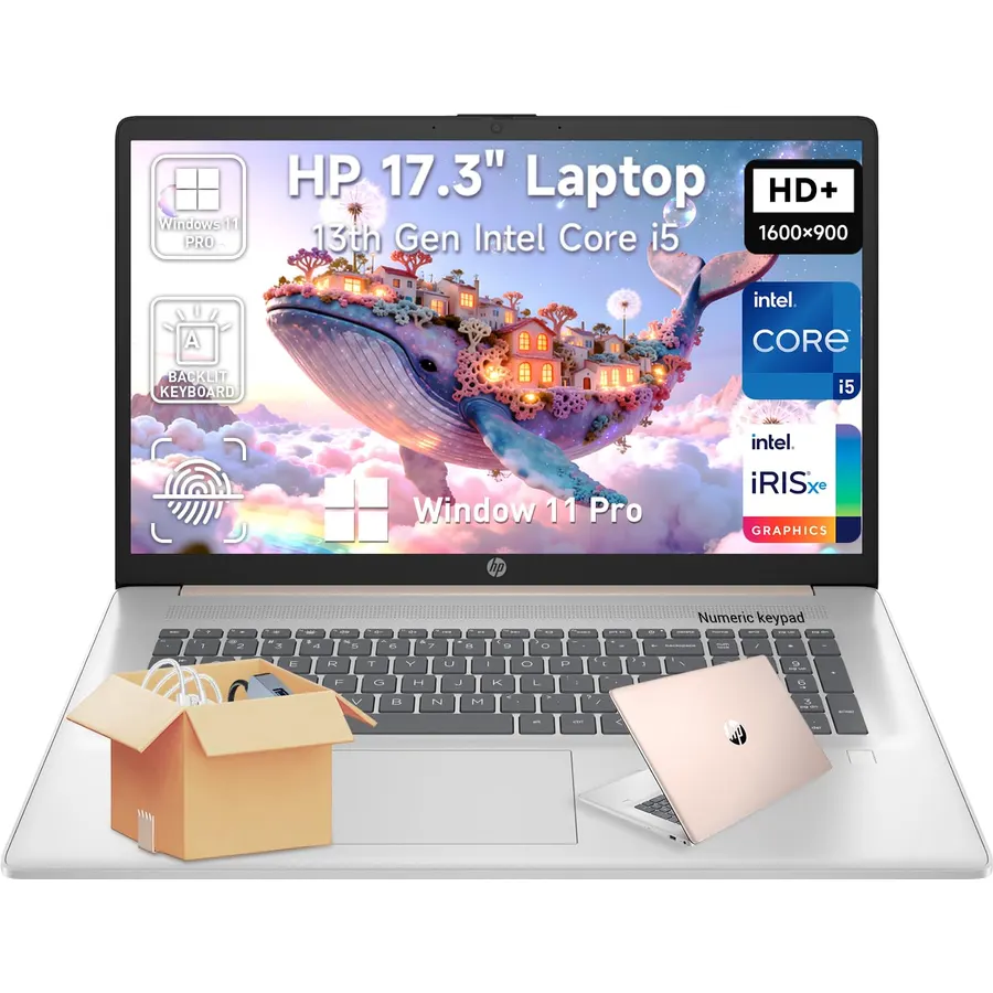 HP Laptop 17 Inch, 17.3" HD+ Large Screen Business Laptop Computer, 13th Gen Intel Core i5(10-Core, Beat i7-1255U), Windows 11 Pro|32GB RAM 1TB SSD, Backlit Keyboard|Fingerprint|Copilot AI|Rose Gold